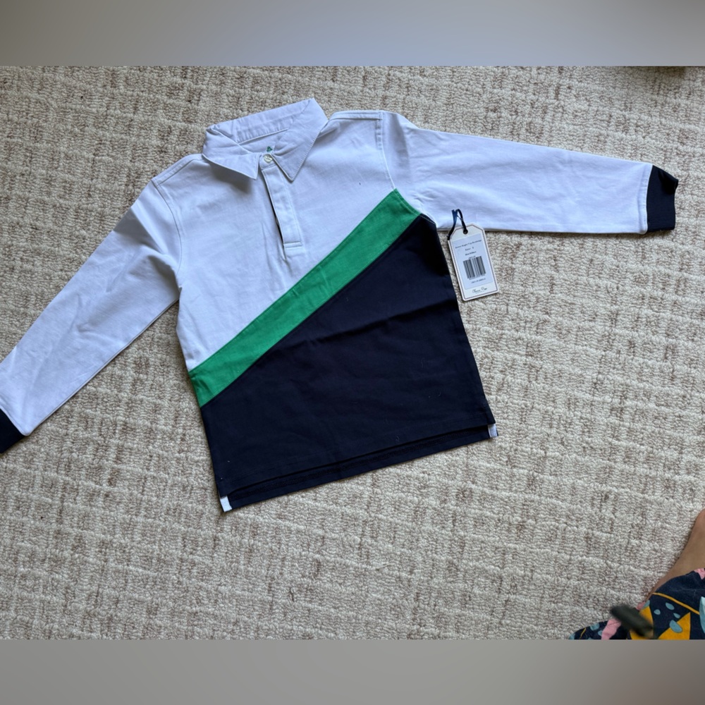 Classic Prep Rowan Rugby Shirt - White, Green, Navy